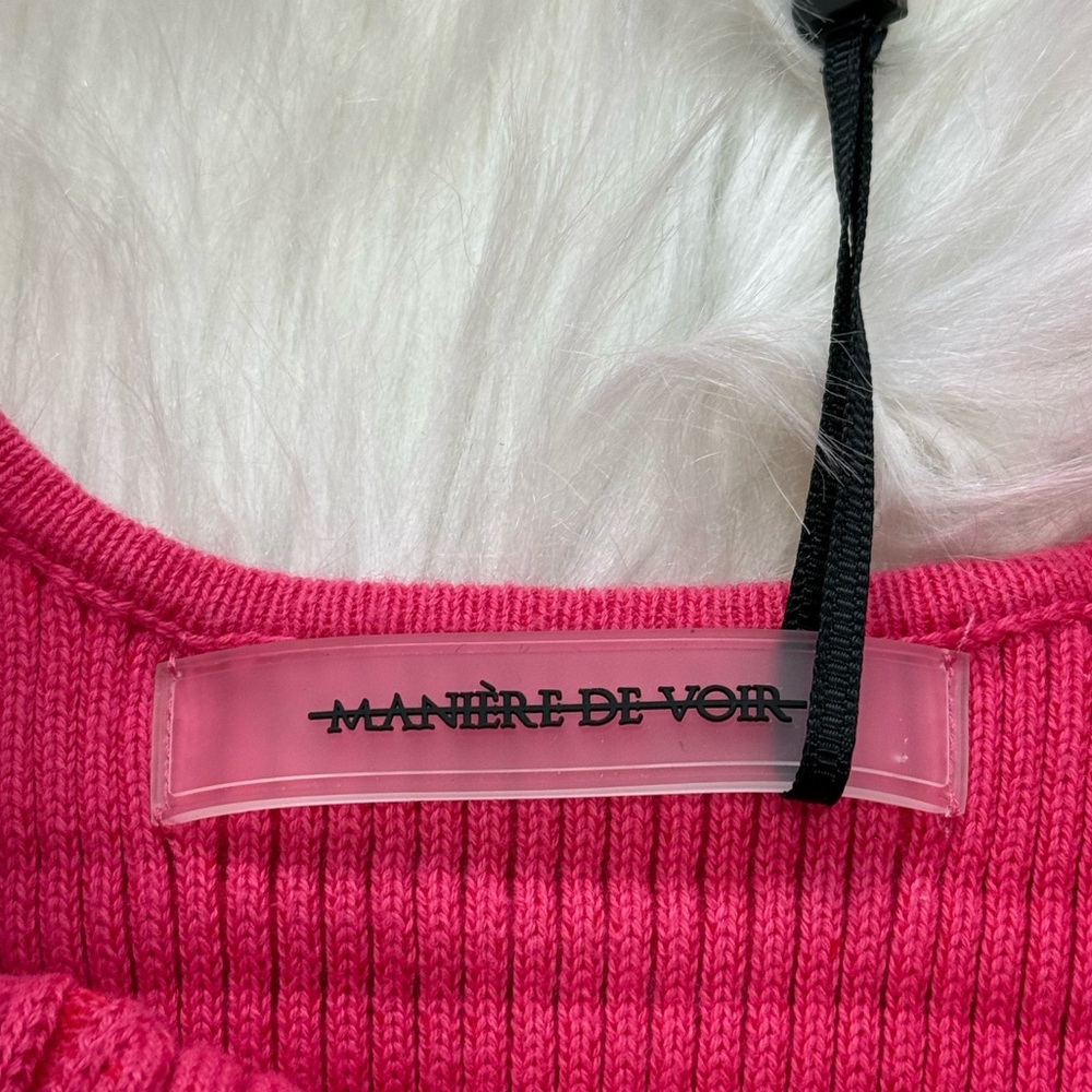 NWT Maniere De Voir Pink Ribbed Contour Crop Top - Picture 12 of 13